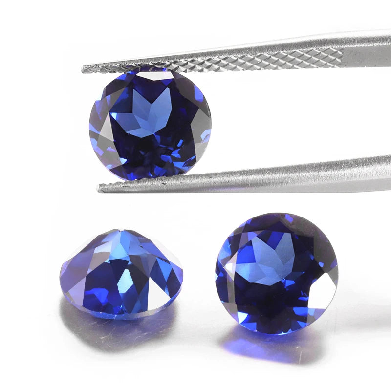 Lab Grown Blue Sapphire Stones 0.5ct 1ct 1.5ct 2ct 3ct 4ct 5ct Big Size Royal Blue Sapphire Round Shape