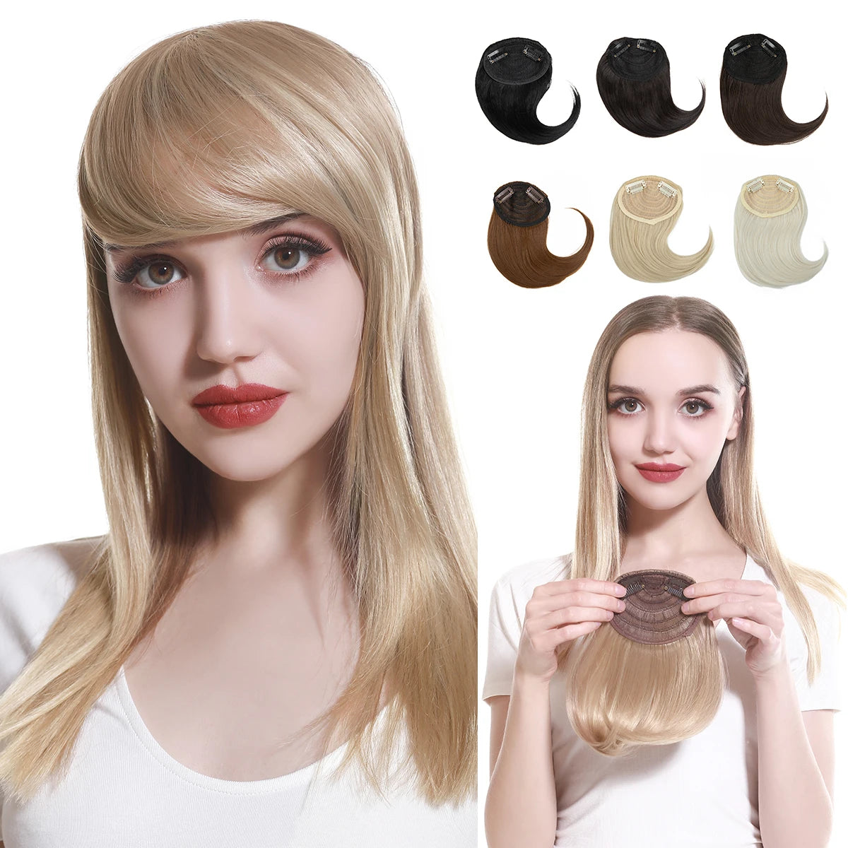 Fringe Heat Resistant Hairpiece 8'' Synthetic Hair Straight Bangs Natural Front Bangs Clip Hair Extensions Line Full Bang SARLA