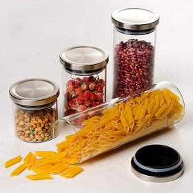 BPA Free Handmade Borosilicate Clear Glass Spice Jar With 304 Stainless Steel Lid