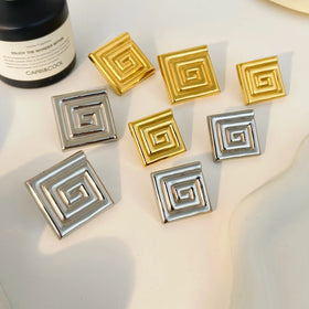 Titanium Steel 18k Gold Stainless Steel Ribbed Earrings Fashion Jewelry Joyas De Acero Inoxidable