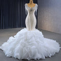 Jancember 231099 Tassel Sequins Beaded Mermaid Wedding Dresses With Detachable Train