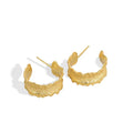 Daidan Minimalist Earrings 925 Jewellery Earrings Trendy Textured C Shape Wide Hoop Gold Plated Sterling Silver Earrings