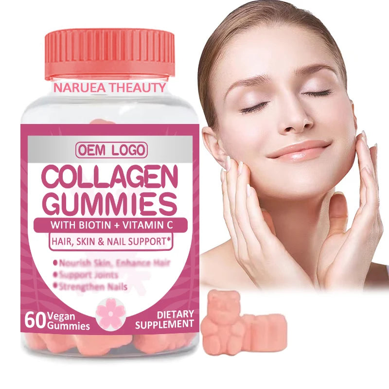 Sugar-Free Collagen Gummies Multi-Type Hydrolyzed Peptides Antioxidants & Enzymes 60 Count Adult Hair Skin Beauty