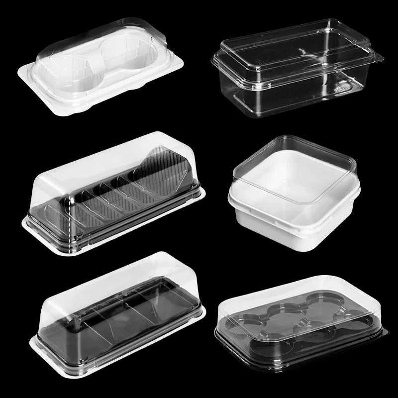 6 Count Clear Plastic Cupcake Boxes Muffin Cake Blister Baking Food Container for Sushi Hamburger Potato Chips Sugar Baby Food