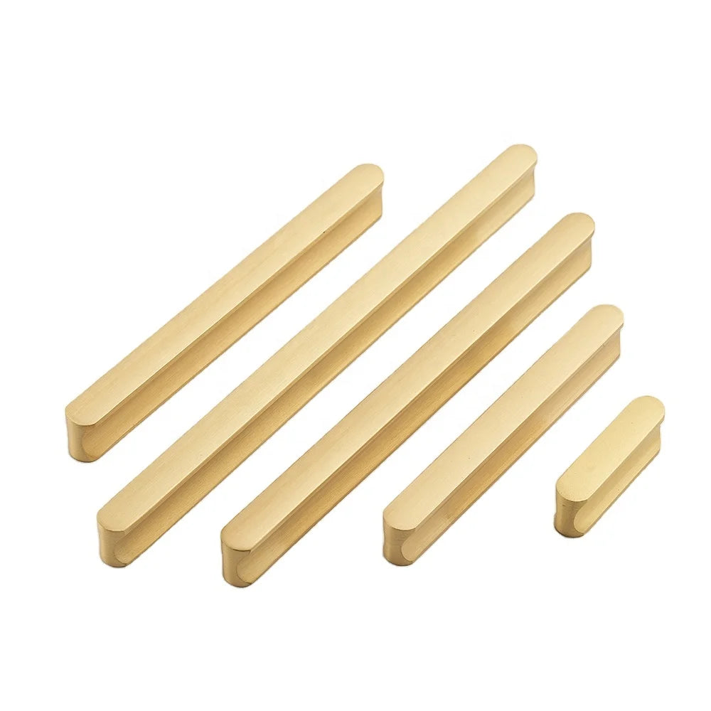 CHENLANG Solid Brass Furniture Handle Knob Satin Brass Modern Hotel Cabinet Kitchen Bathroom Wardrobe Living Room Dresser Drawer