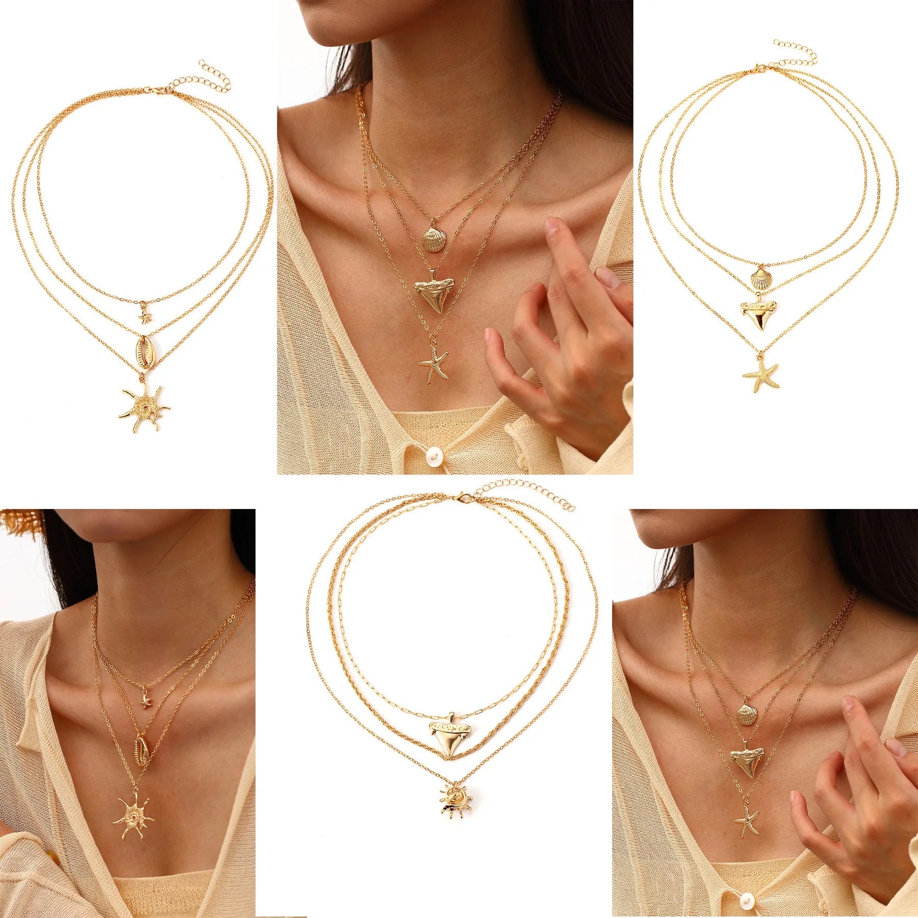 Minimalist Style Women's Multi-Layer Necklace INS Trendy Design Fashion Gift Alloy Creative Personalized Fine Pendant Necklace