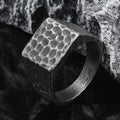 New Vintage Cross Crack Style Silver Plated Geometry Irregularity Stainless Steel Ring for Women Featured Stone Finger Jewelry
