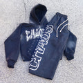 OEM Custom Men's Two-Piece Screen Print Sweatsuit Set Distressed Sweatpants and Acid Wash Rhinestone Hoodie Sets