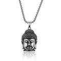 Peace & Love Stainless Steel Retro Fashion Male Hip-hop Religious Necklace Personality  Buddha Head Fine Pendant Necklace