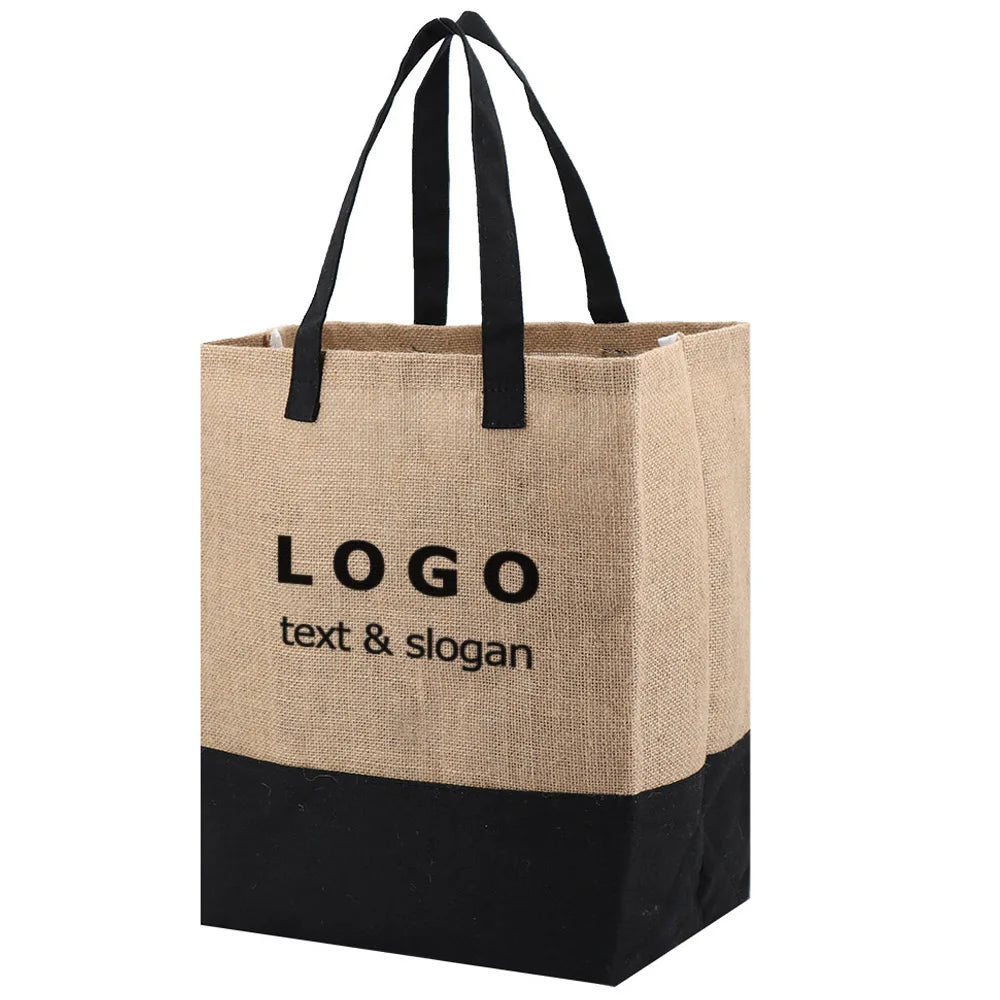 Customizable Large Jute Clothes Laundry Storage Bag Wholesale Burlap Tote Bag with Logo Custom Natural Big Shopping Bag OEM