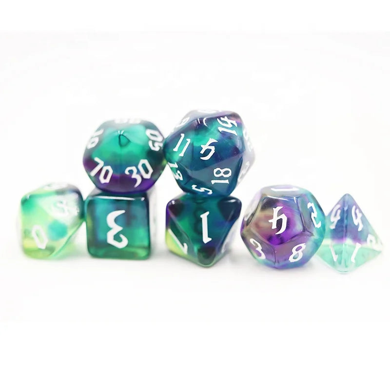 Customized 16mm RPG Acrylic Polyheral DND Dice 4-Color Translucent Set for DND Games