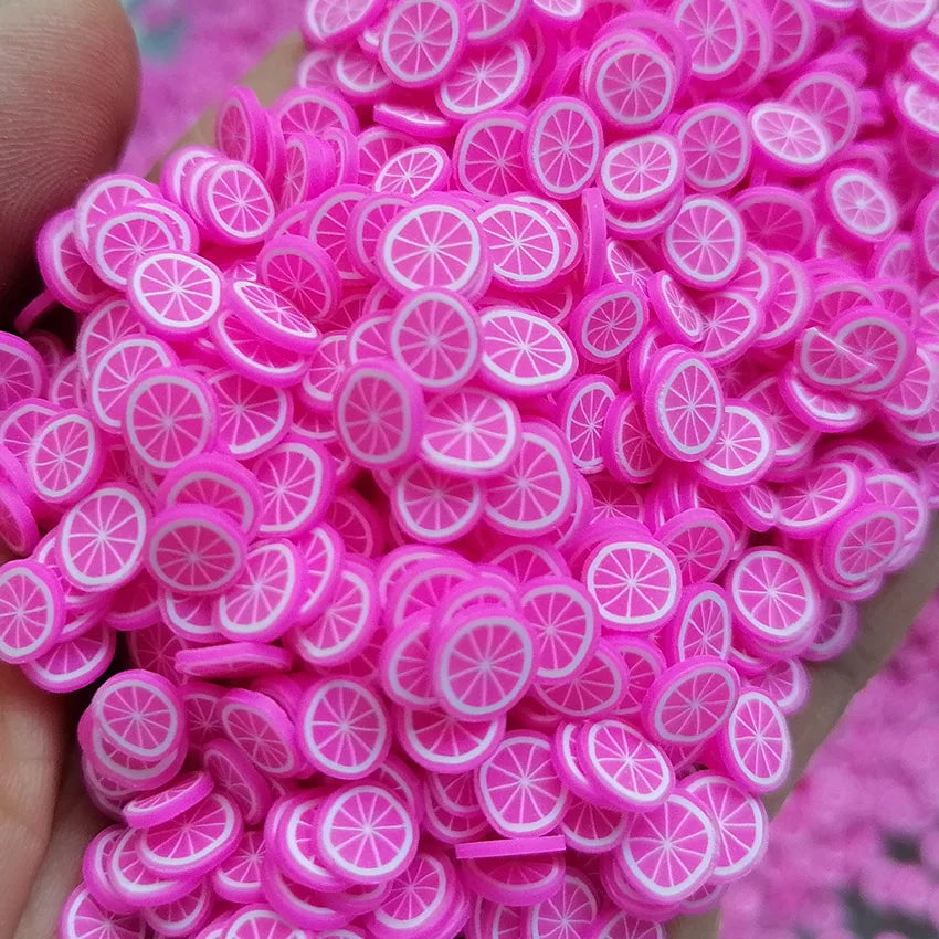 1000g DIY Craft Slime Polymer Sprinkles Fruit Slices Pink Citrus Grapefruit Orange Polymer Clay Sprinkles