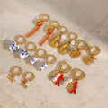 Vintage Colored Waterproof 18K Gold Plated Women Hoop Earrings for Girls Stainless Steel Ceramic Hoop Earrings Jewelry