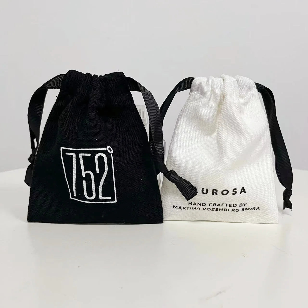 Custom 8*10cm White/black Cotton Canvas Drawstring Pouch Gift Jewelry Packaging Bags