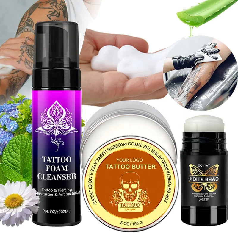 Private Label Tattoo Butter Care Stick Deep Cleansing Brightening Organic Prevent Infection Scabs Aftercare Tattoo Foam Cleanser