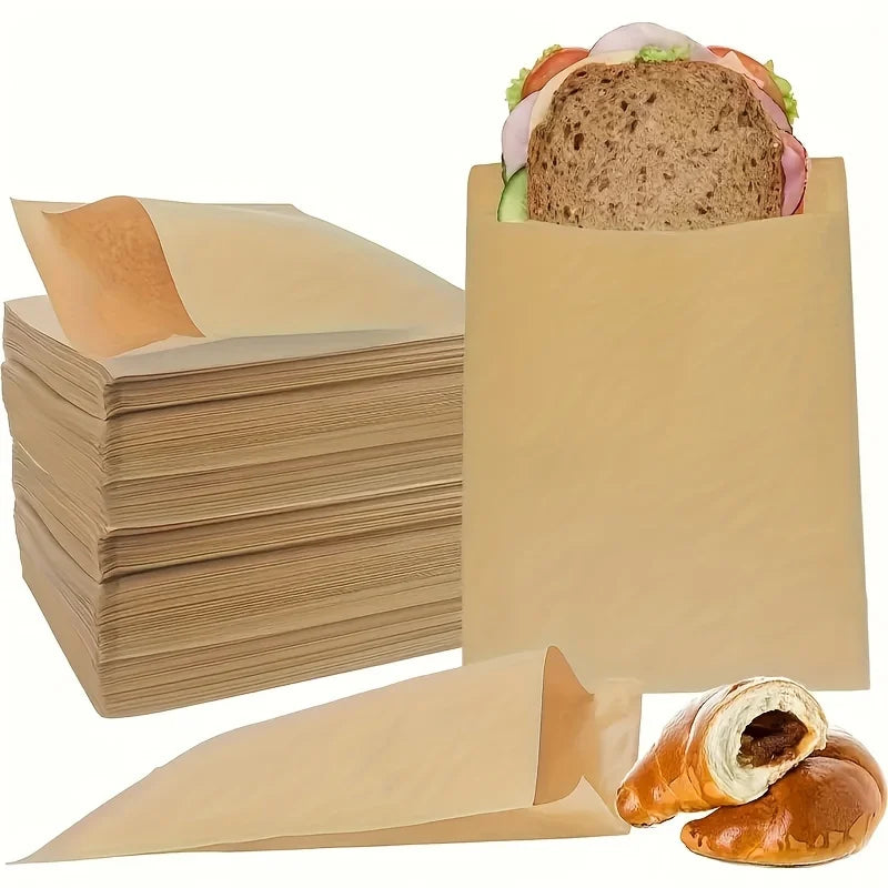 Wholesale Biodegradable Snacks Glassine Waxed Cookies Seal Pointed Bottom Oil-Proof Hamburger Paper Bag