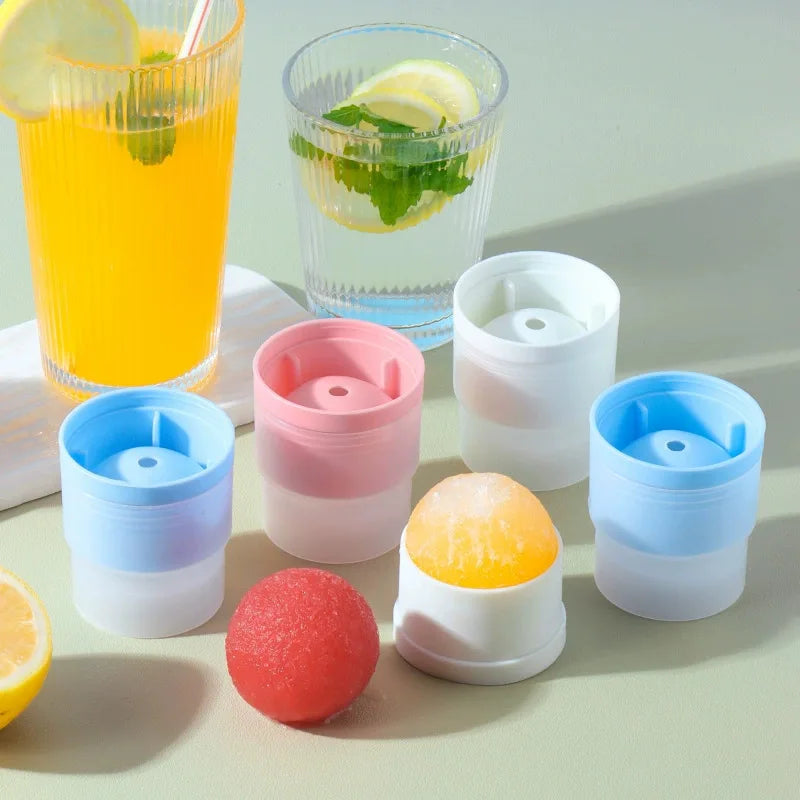 Custom Logo 2.5 Inch Large Silicone Sphere Whiskey Ice Ball Maker Mold Eco-Friendly PP Ice Cube Trays Box Ice Cream Tools