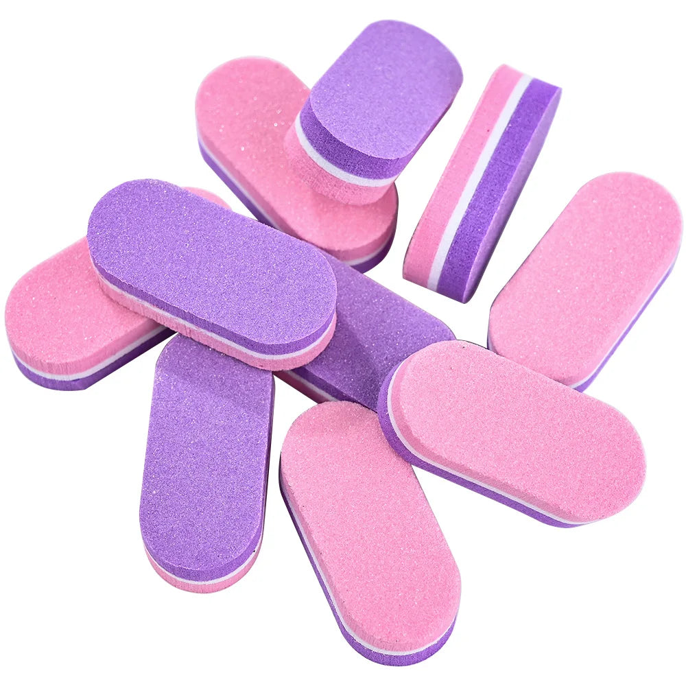 10Pcs/bag Double-sided Oval Shaped Mini Sponge Nail Buffer Block Support Private Label Manicure Care Nail Buffer Files Tools