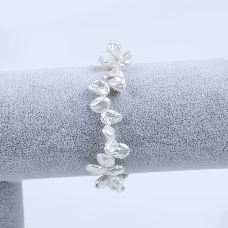 Best Selling Zhuji Luxury Design 7-8mm Keshi Shape Freshwater Pearl Bracelet for Gifts Parties Weddings