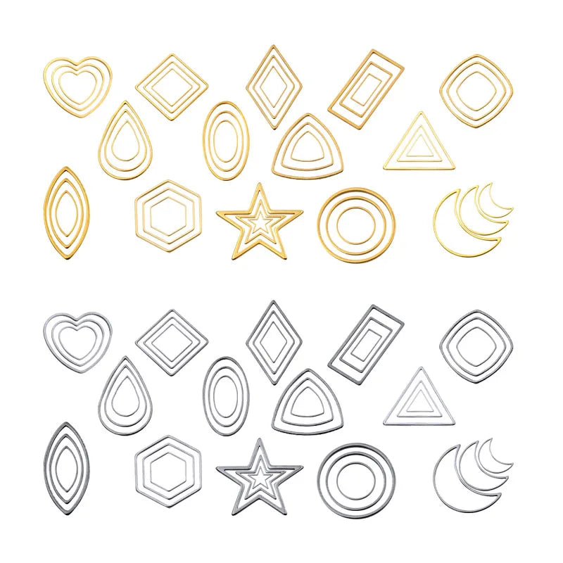 Mix Geometric Figure Charm Stainless Steel Pendant Open Pressed Resin Frame Mold Bezel DIY Jewelry Making