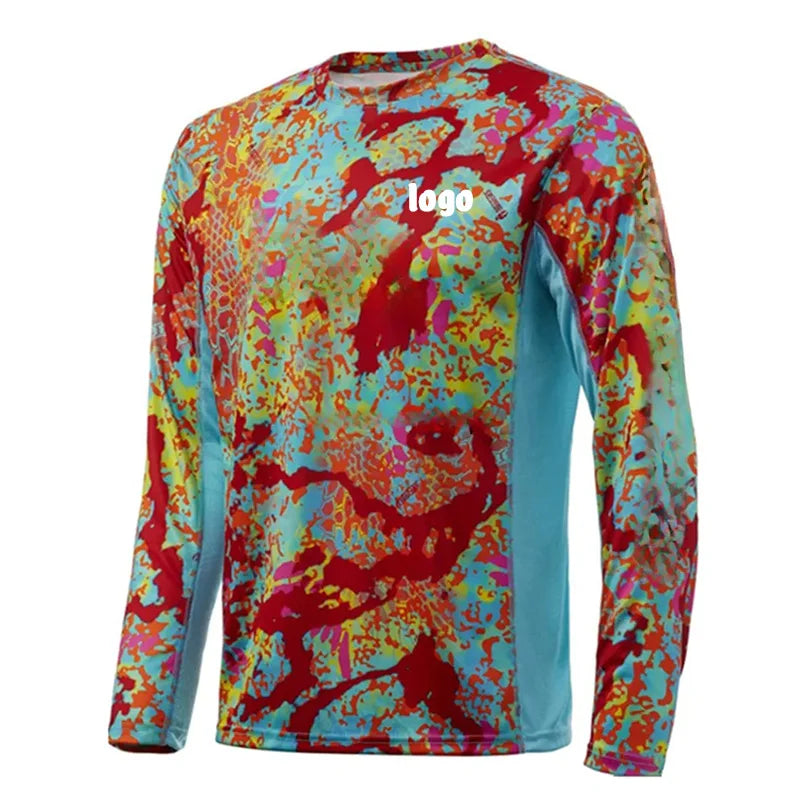 OEM Custom Digital Print Anti-Bacterial Spandex/Polyester UPF 50+ Lightweight Anti-UV Fishing Shirt Hoodie Performance