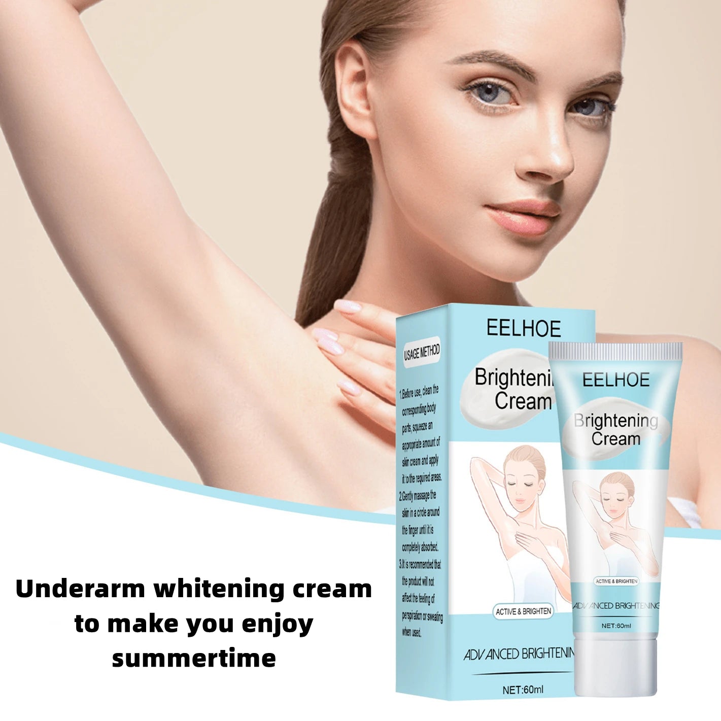 Private Label Inner Thigh Lightening Cream Dark Knees and Elbows Strong Whitening Cream Fast Action Extreme Whitening Cream