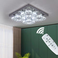 Modern Simple Bedroom Room Square  Dimmable LED Crystal Ceiling Light With Remote Control for Hotel