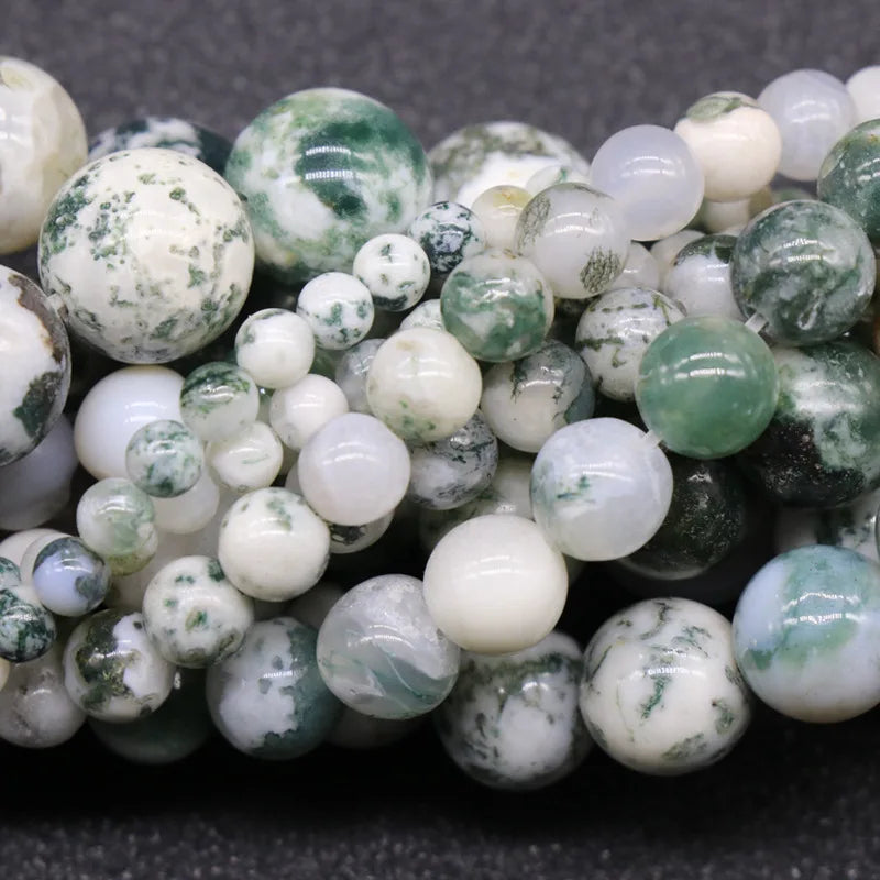 Wholesale Mixed Color Moss Agate 4mm 6mm 8mm High Quality Loose Round Natural Stone Beads for Jewelry Making