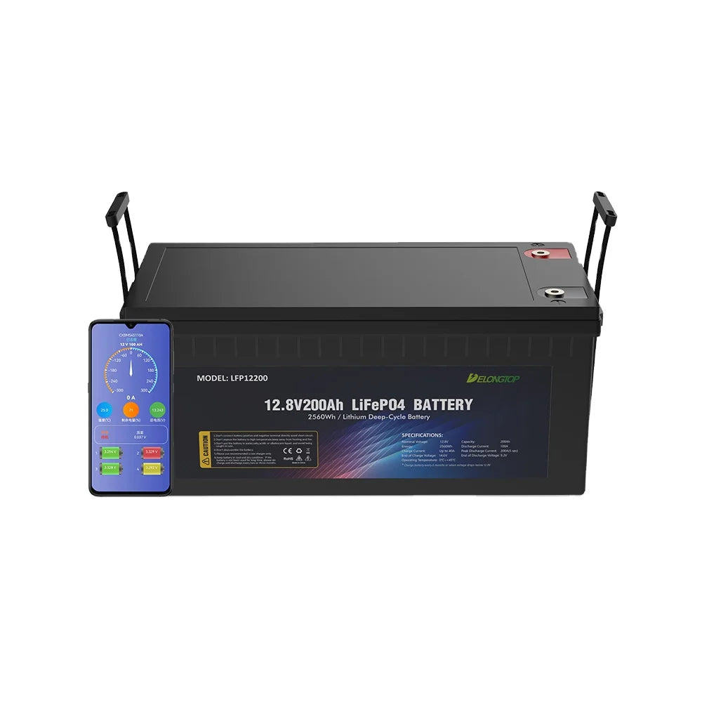 Lithium 12V 200Ah LiFePO4 12 Volt 200 Amp Hour Deep Cycle Rechargeable Battery with BT App Monitoring