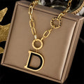 Wholesale Stainless Steel Sweater Chain Women Link Chain Statement Personality Letter D Necklace