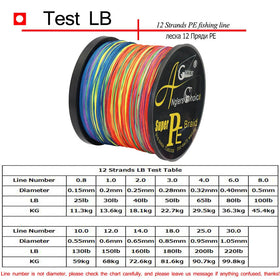 12 Strands 300m 500m Braid Wire Super Multicolor PE Braided Fishing Line Strong Strength Fish Line 25LB-220LB