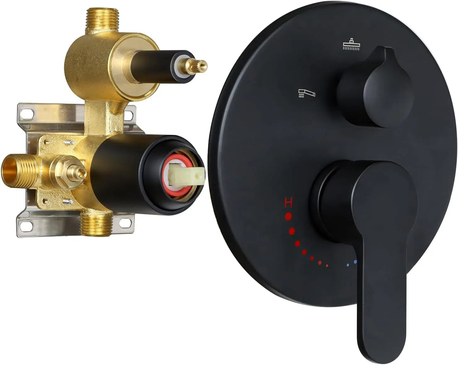 3 Way Outlet Pressure Balancing Mixer Valve with Diverter Hot Cold Shower Valve Matt Black Easy Installation