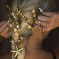 New Trend Waterproof 18K Gold Plated Stainless Steel Hair Clip Pearl Shell Starfish Beach Hair Accessories for Girls Women