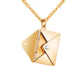 Envelope Locket Necklace Love Letter Pendant Jewelry Card Removable 18k Gold Plated Stainless Steel Envelope Necklace for Women