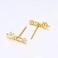 Mothers Day IP 18K Real Gold Filled Letter Mama Stud Earrings Smooth Plain 316l Stainless Steel Mama Earrings
