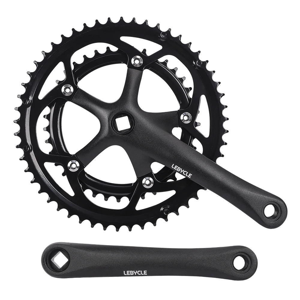 LEBYCLE Road Bike Square Taper Crankset Aluminum Alloy Bicycle Square Hole Crank Chainring BCD130 170mm Crankarm