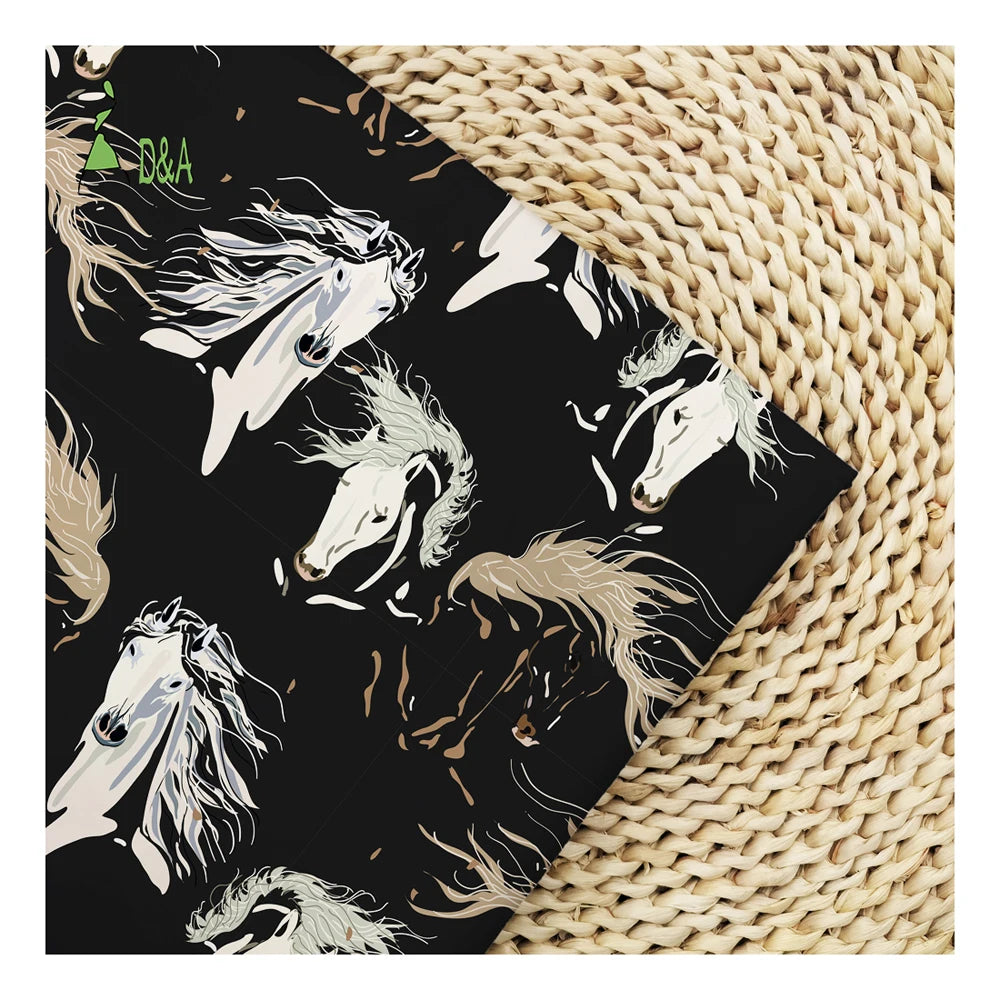 Wholesale Chinese Wash Painting Horse Pattern Printed Poplin Fabric 100% Cotton Eco-Friendly Soft Comfortable Shirt
