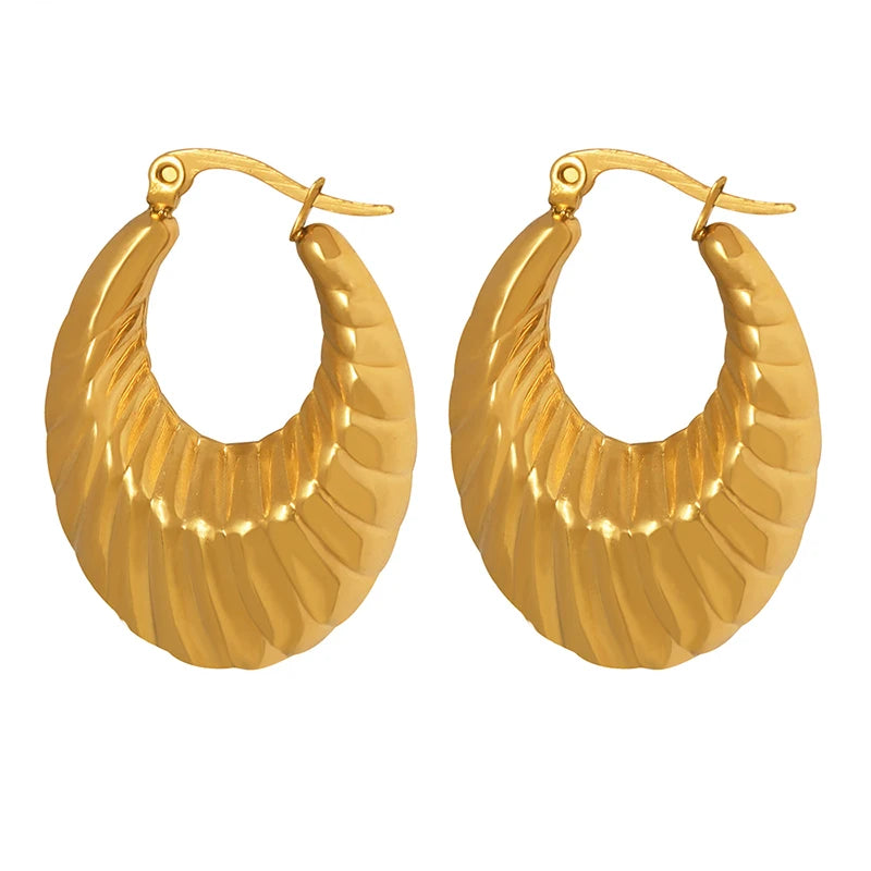 Vintage 18K PVD Gold Plated Titanium Steel Letter U Shaped Earrings Designer Waterproof Drop Earrings for Women