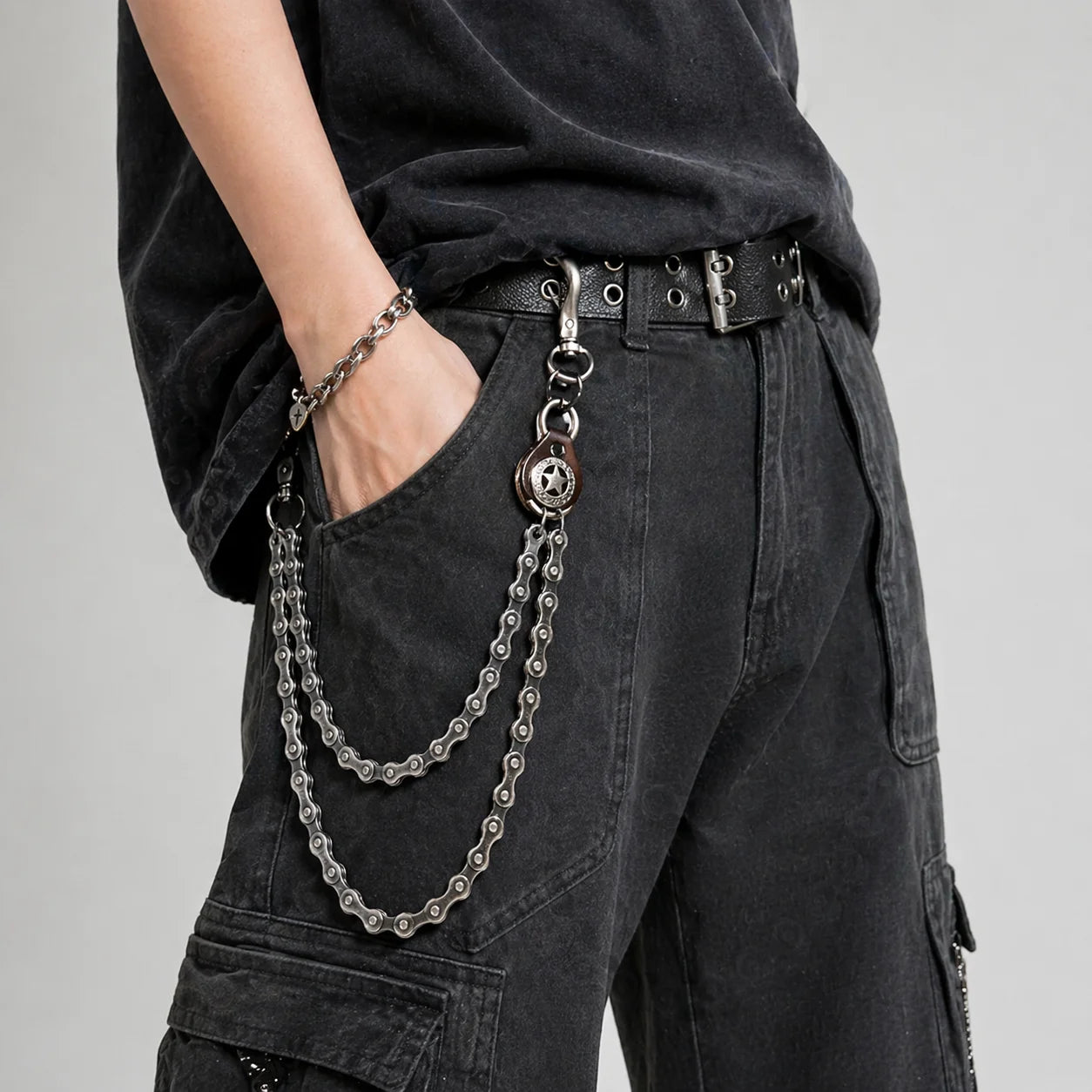 Wholesale Punk Motorcycle Double Layer Pants Chain Wallet Chain Metal Keychain Trouser Chain for Men Women Jeans Accessories