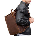 Leather Double Shoulder Bag Men's Large Capacity Casual Business Computer Bag Men's Wild Horse Leather Briefcase