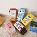 Long Strap Cartoon Fruit Patterns PU Leather Satchel Girl Cute Strawberry Banana Milk America Style Ladies Shoulder Bags