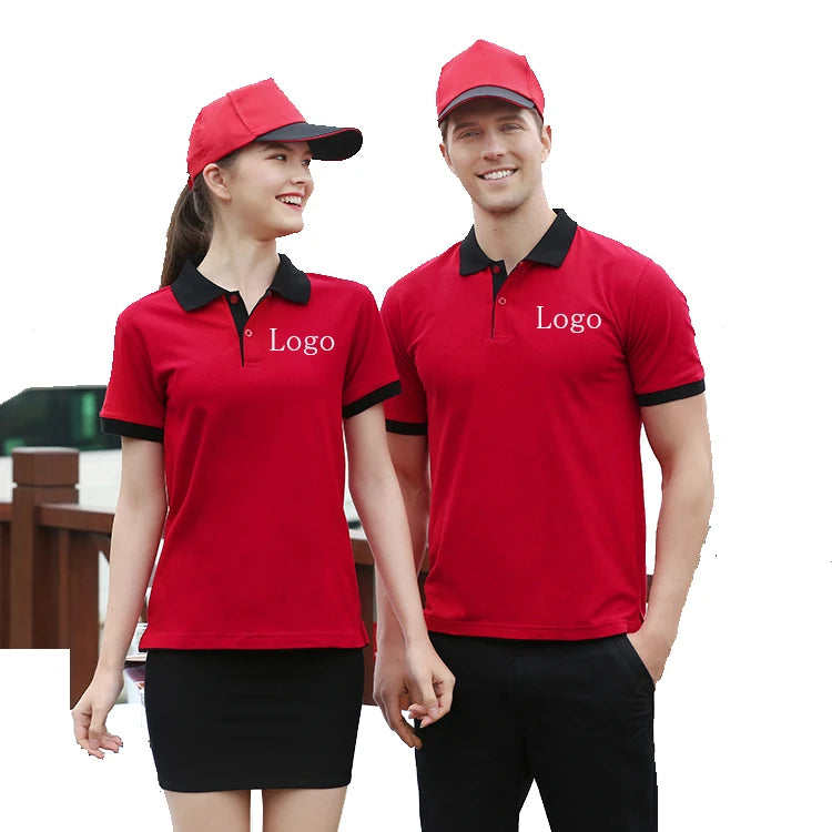 Wholesale Custom Logo Polo Shirt Breathable Pique Corporate Shirt Restaurant Cafe Bar Staff Workwear Courier Delivery Uniform
