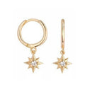 ROXI Fashion 18K Gold Plated 925 Sterling Silver Star Pendant Huggie Hoop Earrings