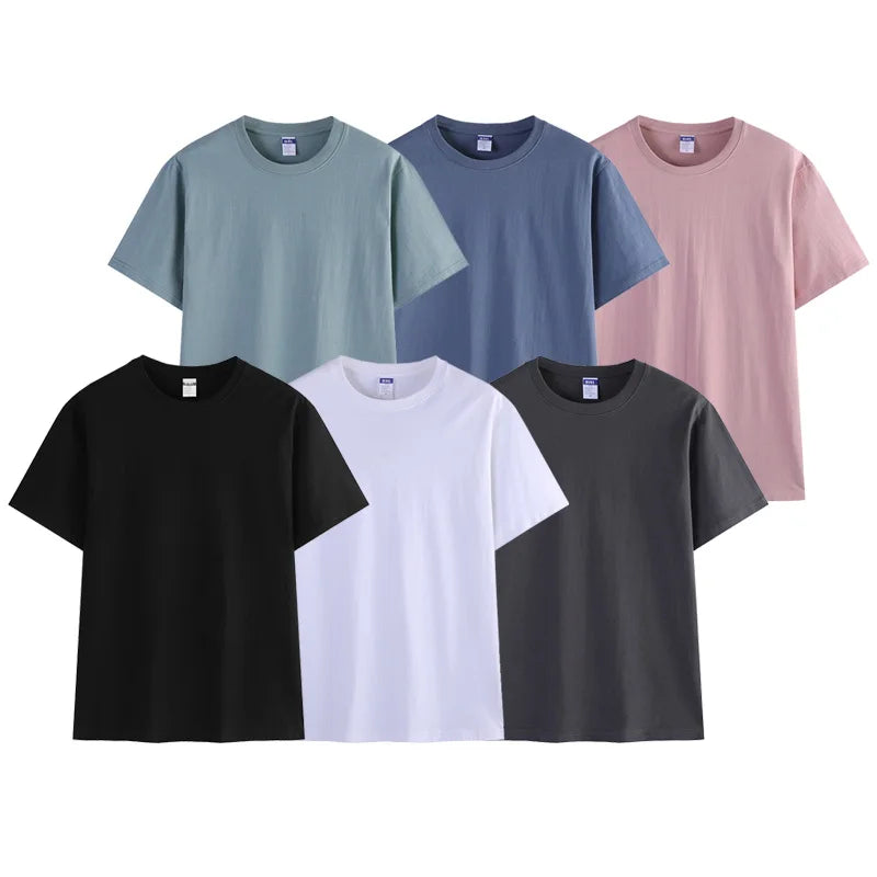 Wholesale 100% Cotton 200g T-shirt Short Sleeve Free Clothing Sample logo Men's T-shirt