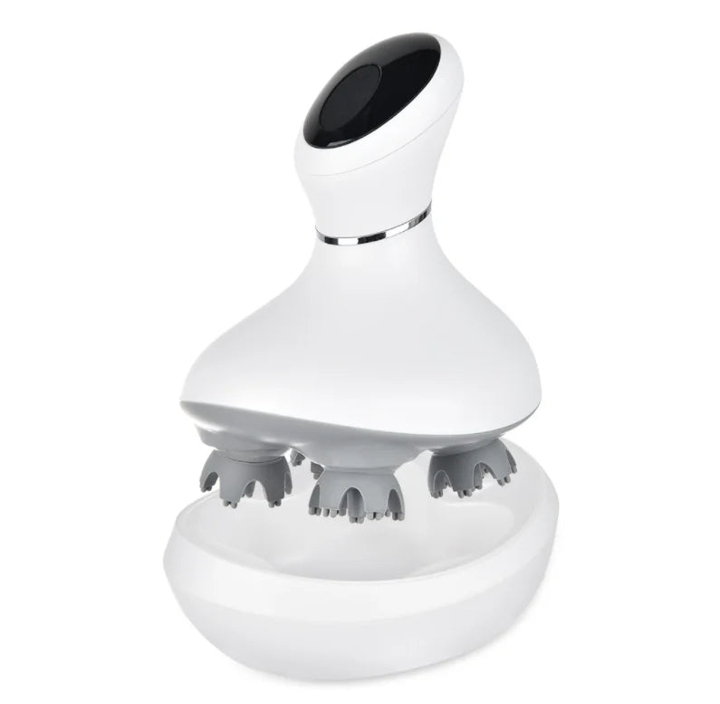 Waterproof Electric Vibration Roller Massager with Silicone Head for Scalp & Hair Deep Massage and Stress Relief