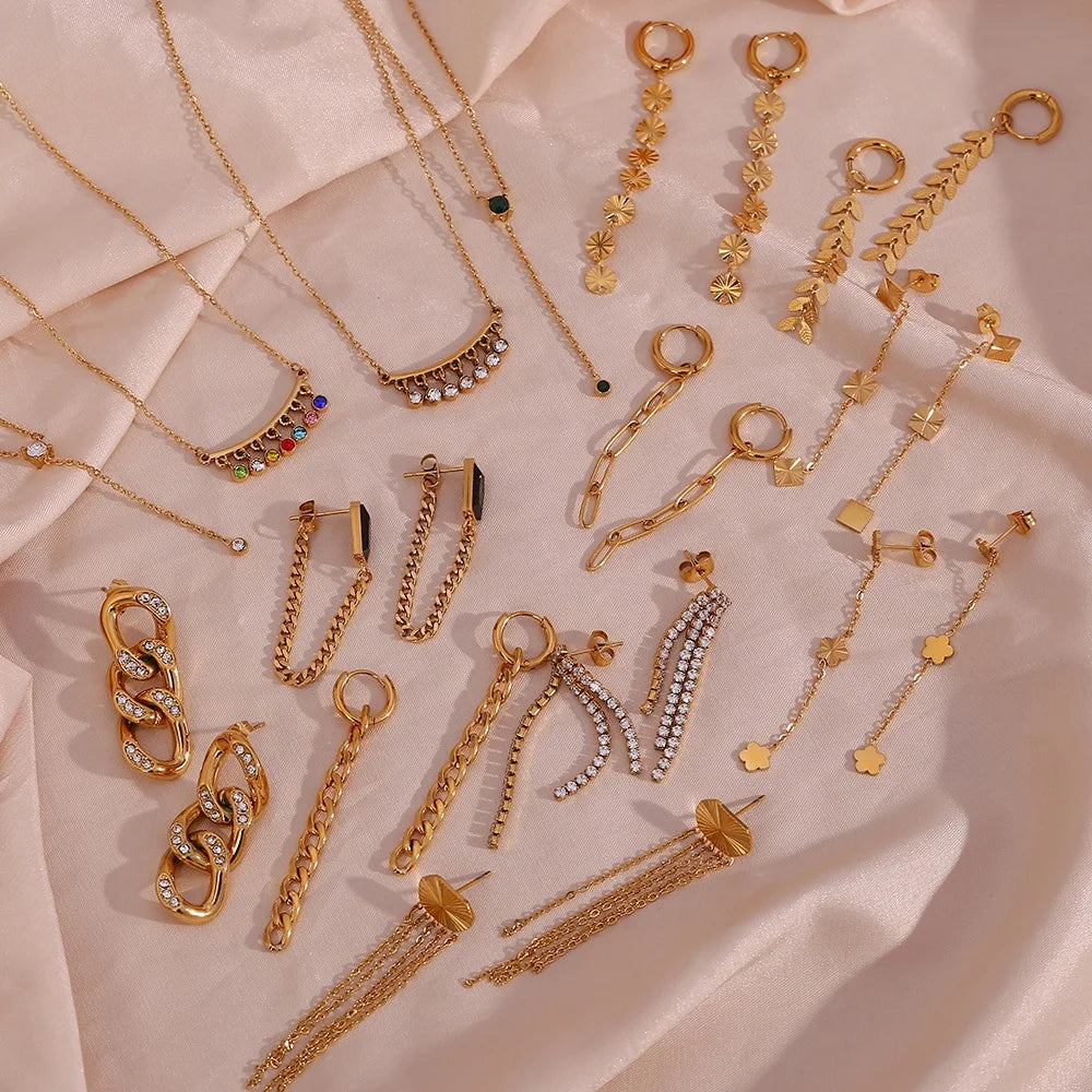 Dreamshow Fashion Tassel Design Fashion Jewelry Jewelry Sets Stainless Steel Earrings and Necklaces for Women