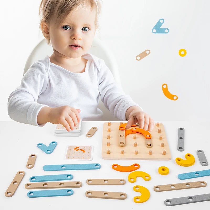 2025 Wooden Montessori Toddler Toys Early Educational Toys Children Nail Board Jigsaw Puzzles Children'S Puzzle