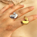 Personalize Stainless Steel Gold Silver Water Drop Ring for Couple Women Men
