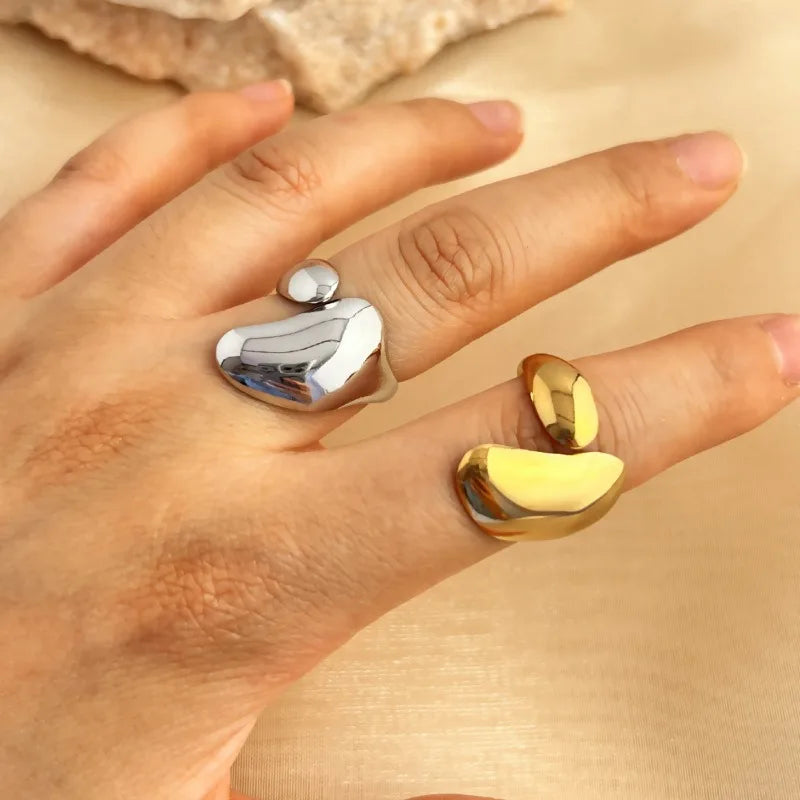 Personalize Stainless Steel Gold Silver Water Drop Ring for Couple Women Men