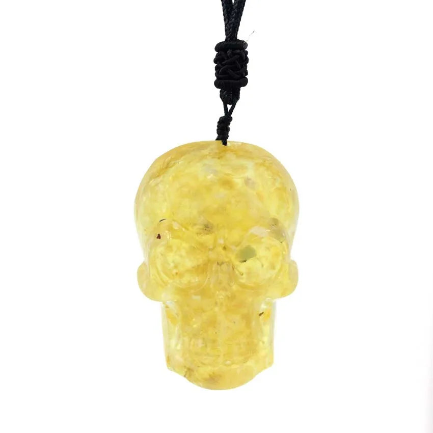 DIY Carving Necklace Citrine Skulls Pendant Punk Choker Retro Jewelry Tribal Style Yak Bone Necklace Amulet Gift Folk Crafts